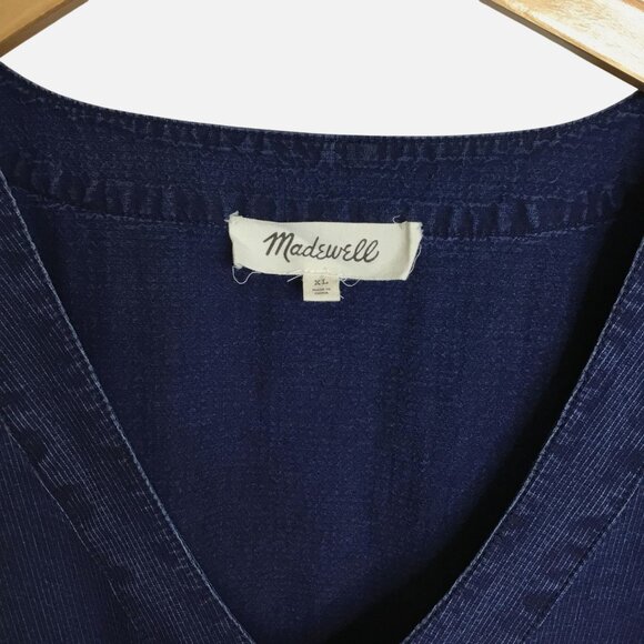 MADEWELL Denim Babydoll Maxi Dress XL Sylvia Dobby Blue Pockets Long Sleeve Boho - Picture 7 of 8